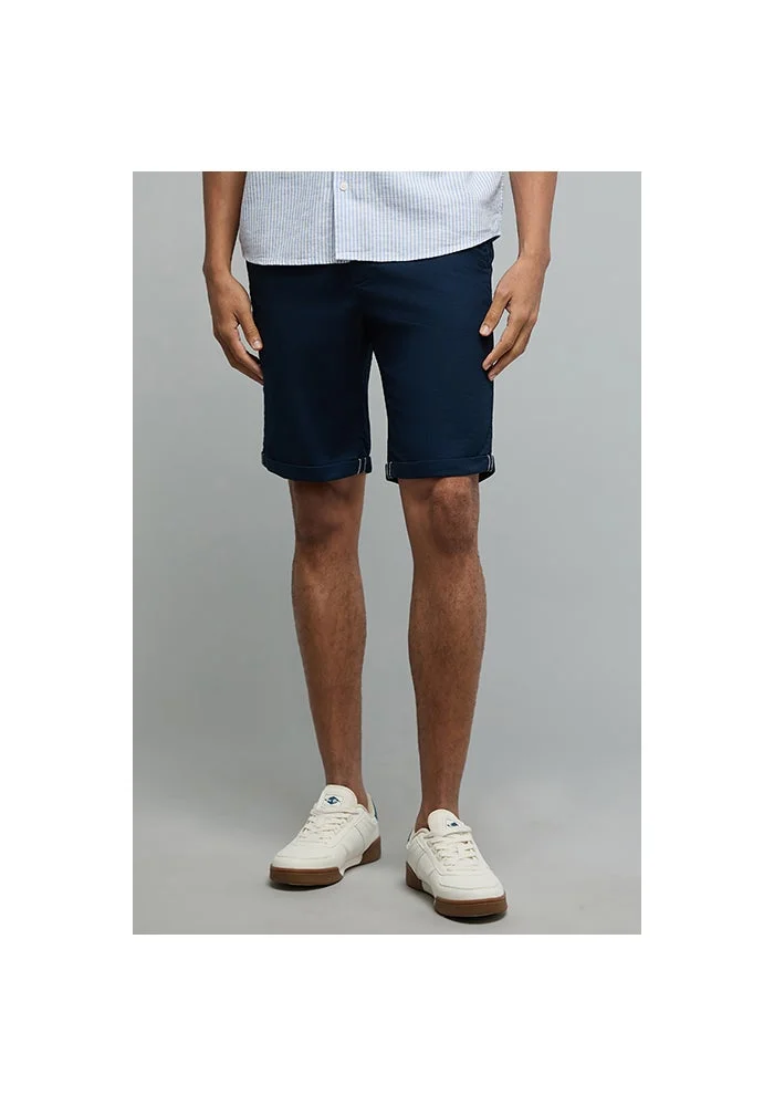 أر أند بي Solid Shorts with Drawstring Waist
