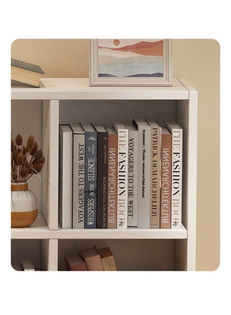إيه جي دي خزانة كتب خشبية قائمة بذاتها من طبقتين تشتمل على 8 مكعبات مع ارجل بتصميم عصري بسيط أرفف مفتوحة للتخزين، لون أبيض - Image 3