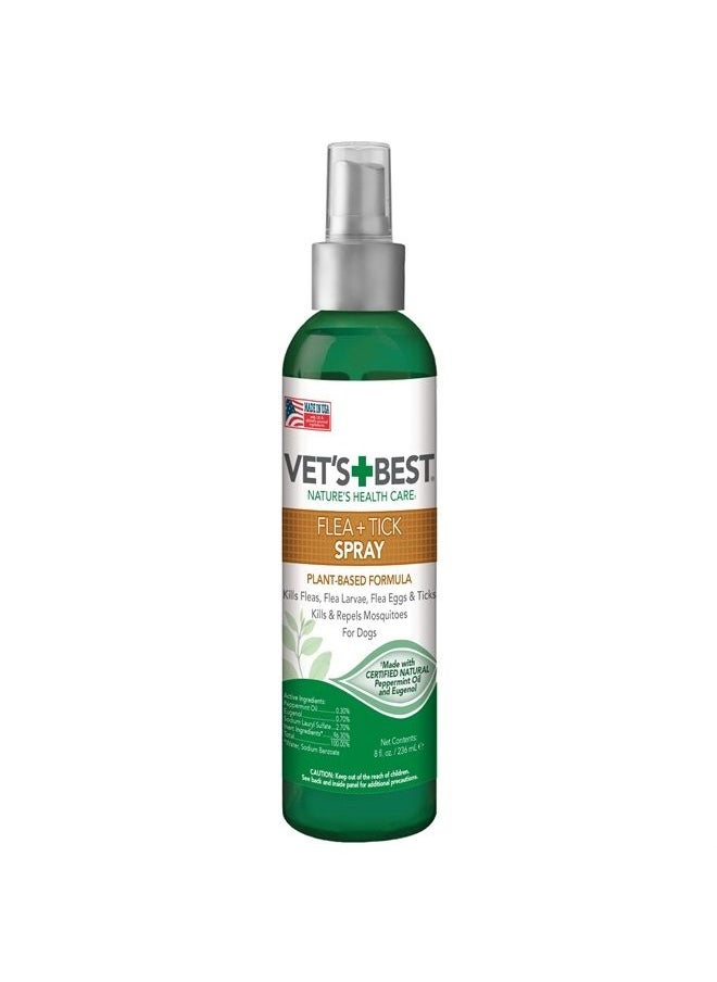Vet's Best - Tick & Flea Spray - Plant-Based Flea and Tick Prevention for Dogs - Certified Natural Oils - 8 oz - Image 1