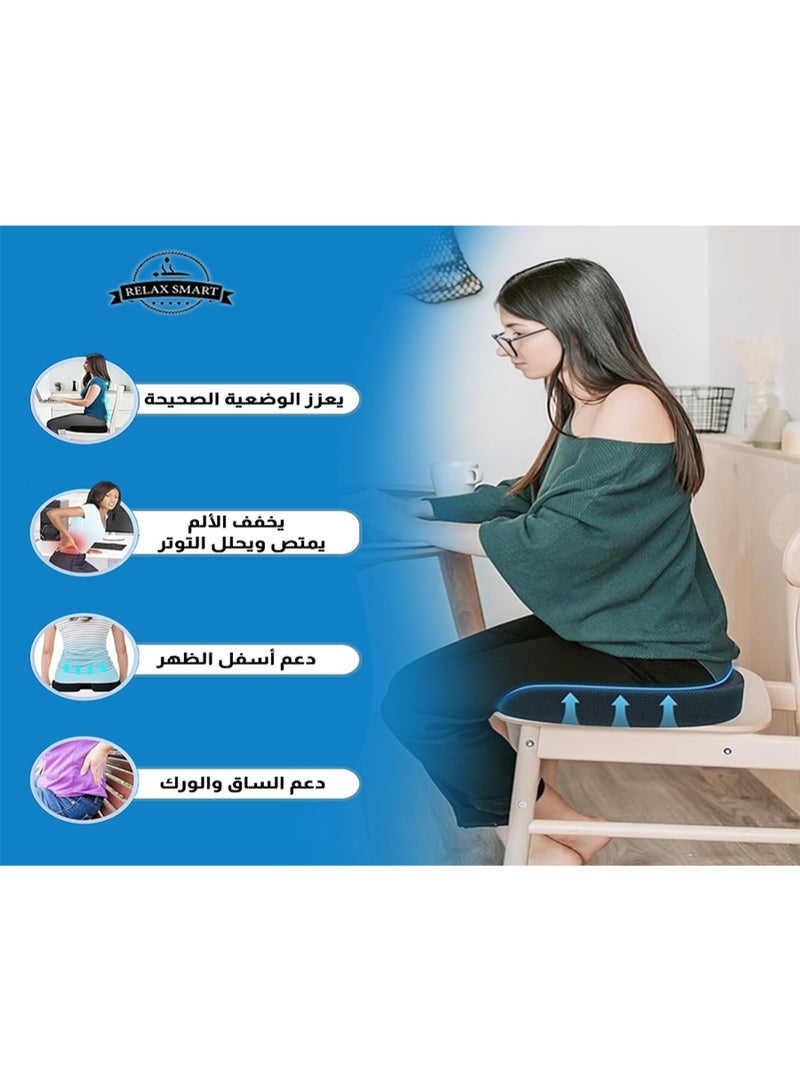 Relax Smart Lumbar Support Pillow and Seat Cushion – Ergonomic Memory Foam Back and Tailbone Support for Office Chair, Car Seat & Home, Pain Relief for Sciatica and Lower Back - Image 2