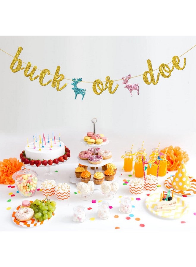 INNORU لافتة Buck Or Doe باللون الذهبي اللامع لحفلات استقبال المولود للأولاد أو البنات، لوازم ديكورات حفلات الكشف عن جنس المولود - Image 5