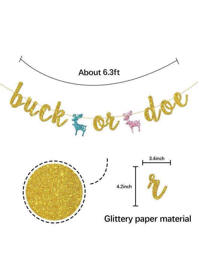 INNORU لافتة Buck Or Doe باللون الذهبي اللامع لحفلات استقبال المولود للأولاد أو البنات، لوازم ديكورات حفلات الكشف عن جنس المولود - Image 3