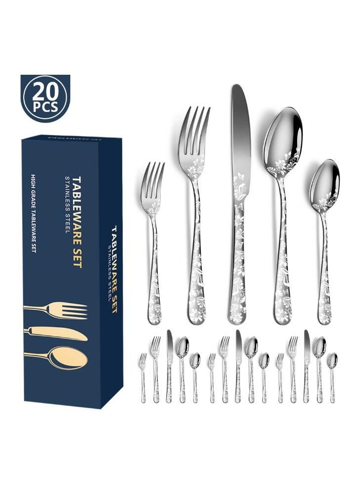MIXDE 20-Piece Western Style Eco-Friendly Dishwasher Safe Stainless Steel Cutlery Set - Image 1