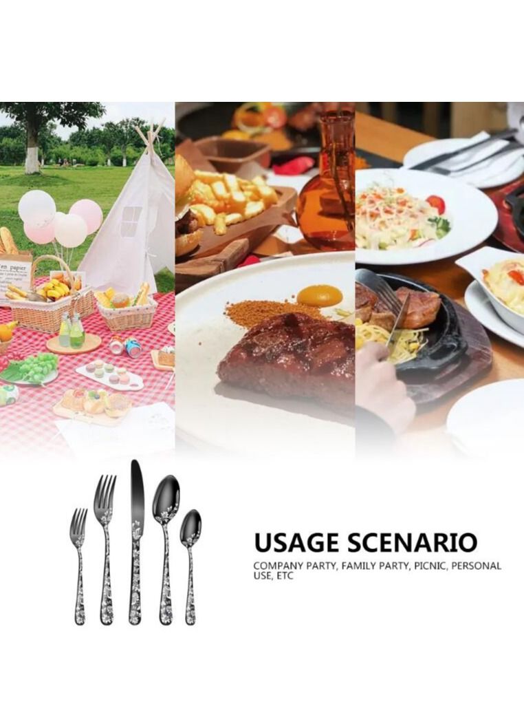 MIXDE 20-Piece Western Style Eco-Friendly Dishwasher Safe Stainless Steel Cutlery Set - Image 3