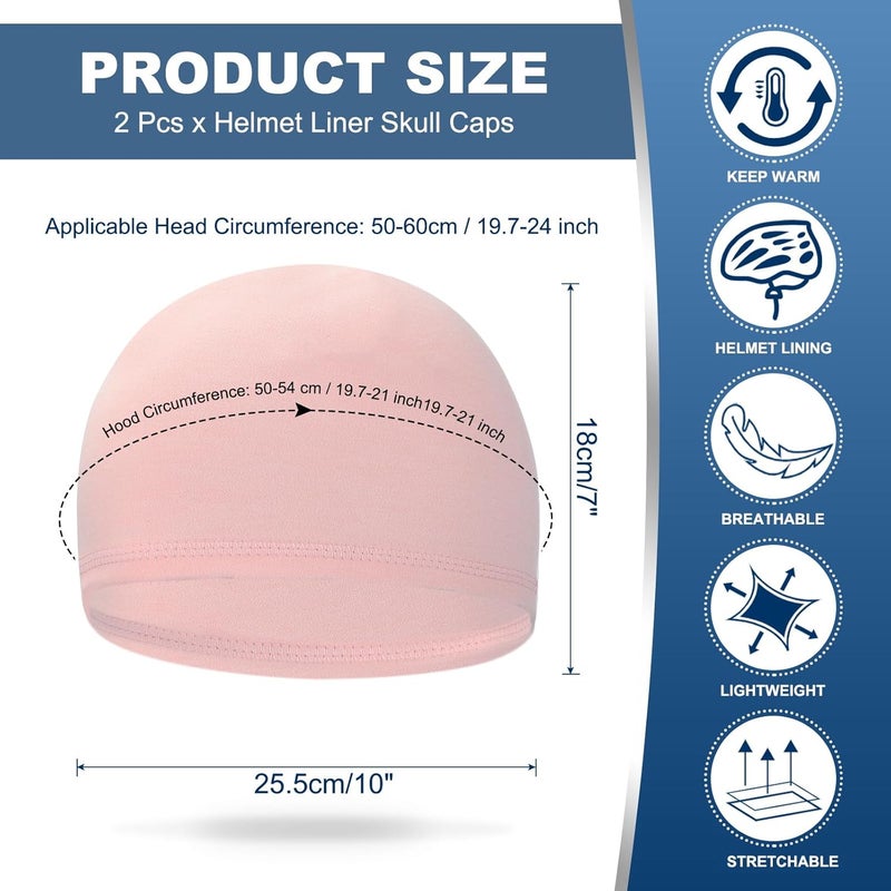 PATIKIL Helmet Liner Skull Cap for Men - Pink, 2 Pack - Image 2