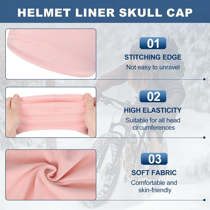 PATIKIL Helmet Liner Skull Cap for Men - Pink, 2 Pack - Image 3