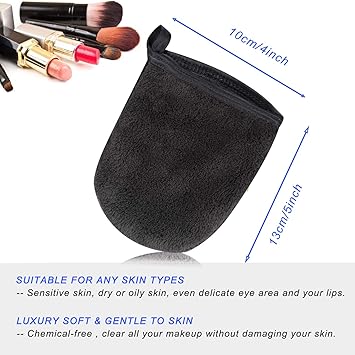 KinHwa KinHwa Makeup Remover Mitten Microfibre Face Cloth Reusable Soft Facial Cleansing Gloves for All Skin Types 13cm x 10cm 3 Pack Darkgrey - Image 3