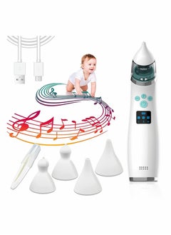 Baby Rechargeable Portable Electric Nasal Aspirator With 4 Silicone Nose Tips, 3 Levels Of Music Soothing Functions