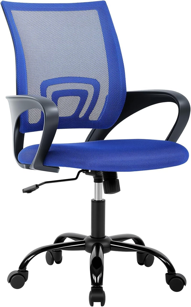 BestOffice Mesh Computer Back Support Modern Executive Adjustable Task Rolling Swivel Chair for Women, Men, Blue - Image 1