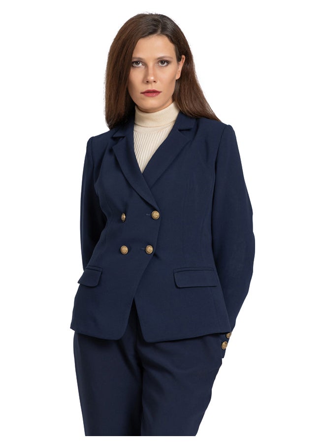 Esla Notched Lapel Basic Plain Blazer  - Image 1