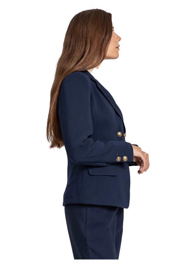 Esla Notched Lapel Basic Plain Blazer  - Image 2
