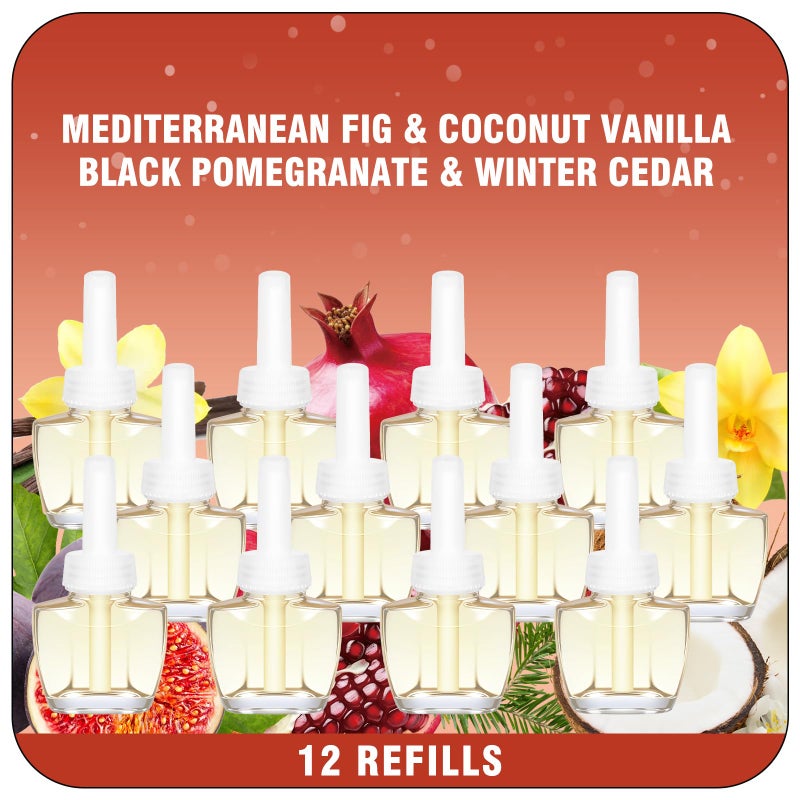 DERDUFT Plug In Refills Air Freshener â€“ 12 Pack Wall Plug-in Refills, Mediterranean Fig, Black Pomegranate, Coconut Vanilla, Winter Cedar â€“ 7.92 Fl Oz, Compatible with Air Wick & Glade, Not Include Glade Plus - Image 1