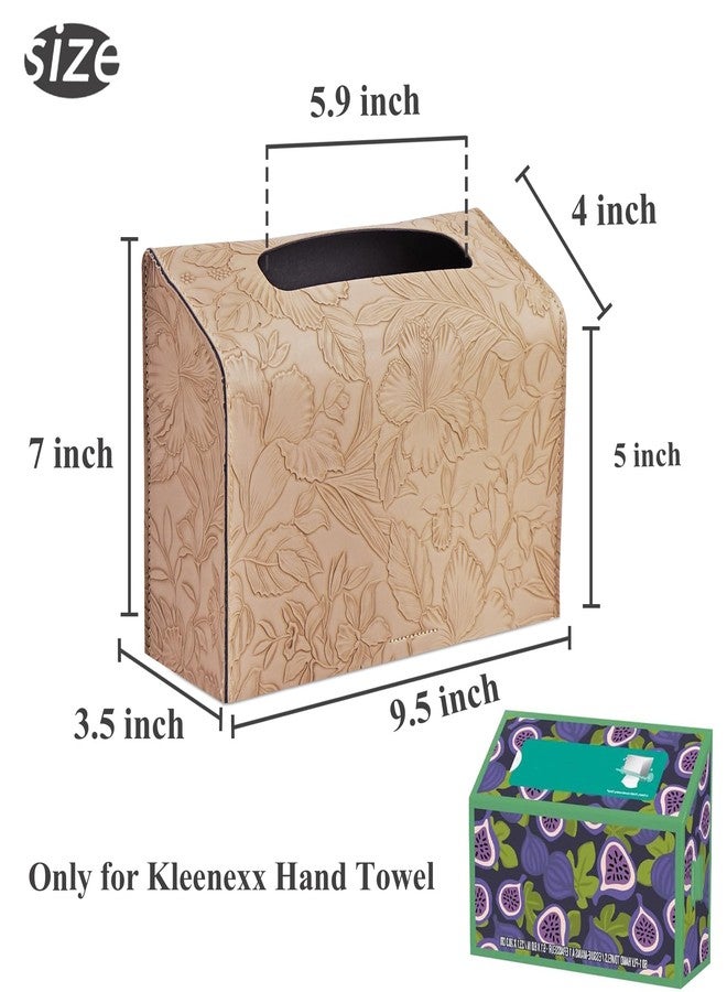 Hennaja Leather Cover for Disposable Paper Hand Towel Box, Compatible with Kleenex Paper Hand Towel(1-Carved Beige) - Image 3