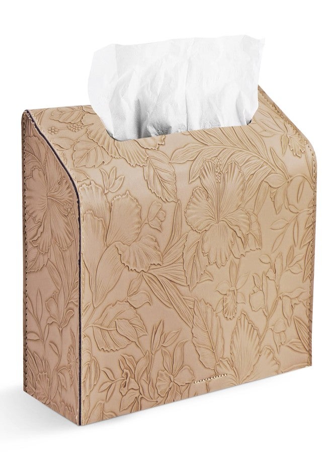 Hennaja Leather Cover for Disposable Paper Hand Towel Box, Compatible with Kleenex Paper Hand Towel(1-Carved Beige) - Image 1