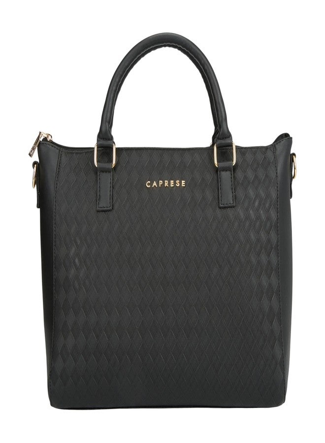 Caprese Maddy Medium Textured Tote Bag for Women with Multi-Compartments | Elegant Shoulder Handbag with Adjustable & Detachable Strap | Fits Up to 16 Inch Laptop | Perfect for Office & Travel (Black) - Image 1