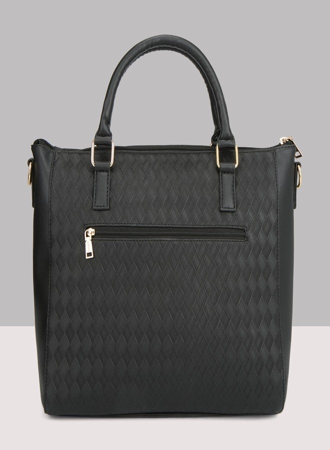 Caprese Maddy Medium Textured Tote Bag for Women with Multi-Compartments | Elegant Shoulder Handbag with Adjustable & Detachable Strap | Fits Up to 16 Inch Laptop | Perfect for Office & Travel (Black) - Image 5