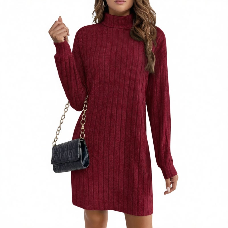 Fashion Stripe Knit Long Sleeve Midi Dress for Women - Image 3