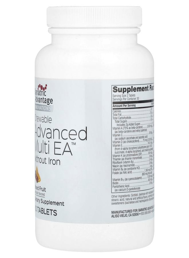 Bariatric Advantage Chewable Advanced Multi EA without Iron Mixed Fruit 60 Tablets - Image 2