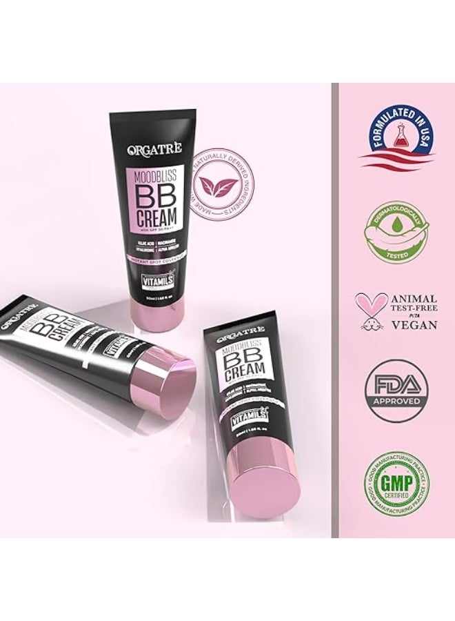 ORGATRE MoodBliss BB Cream Dusk Brown 50gm | Instant Spot Coverage with SPF 30 PA++ | Light Makeup Glow for All Skin Types | Kojic Acid & Niacinamide - Image 4
