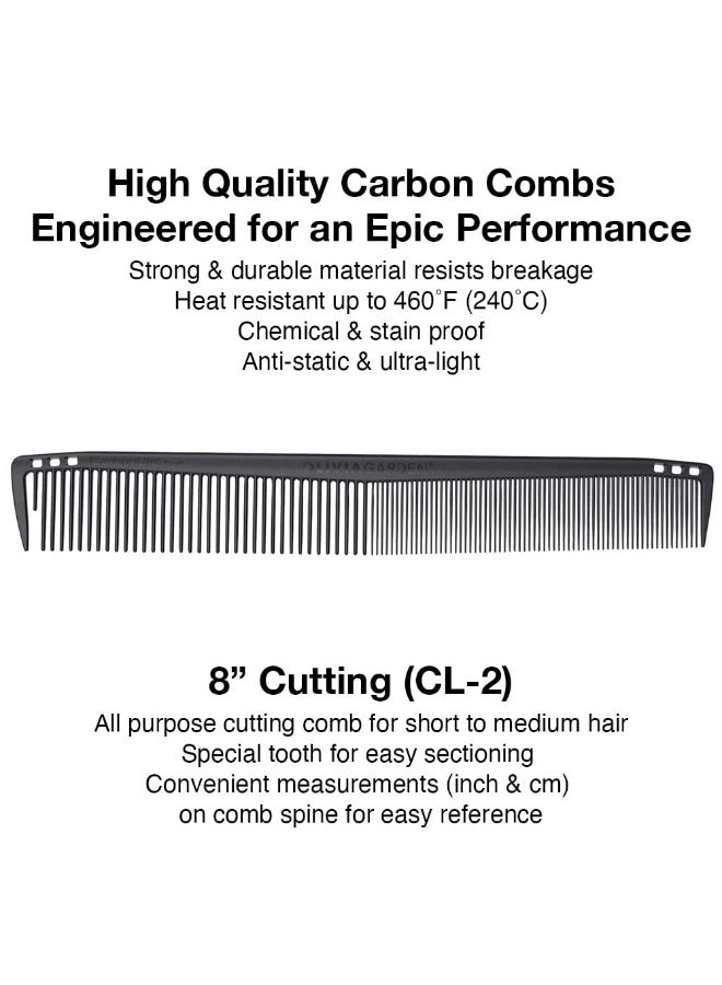 Olivia Garden CarbonLite 8.5" Cutting Comb made of carbon, ultra-light, high heat resistant, durable and anti-static - Image 2