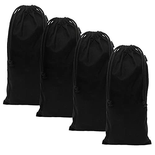 ZENPAC Shoe Dust Bags, Black Duster Flannel Pouch with Drawstring Closure, Washable Breathable Cotton Fabric for Boots, Travel, Luggage, 8x17, 4 Pack - Image 1