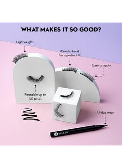 SUGAR Cosmetics Maximeyes Drama Magnetic Eyelashes & Eyeliner, Matte Finish - 02 Exceptional - Chic & Classy (Lengthening) - 3 Ml  - Image 4