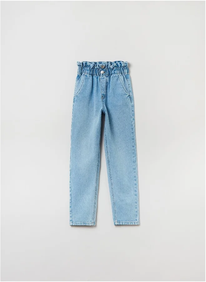 او في اس Paper bag jeans with pockets