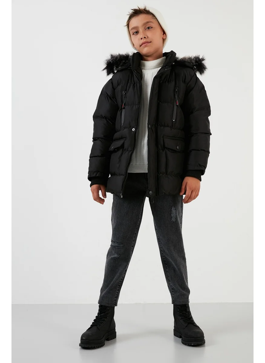 Lela Plush Lined Removable Hooded Winter Coat with Pockets Boys' Coat 5760022