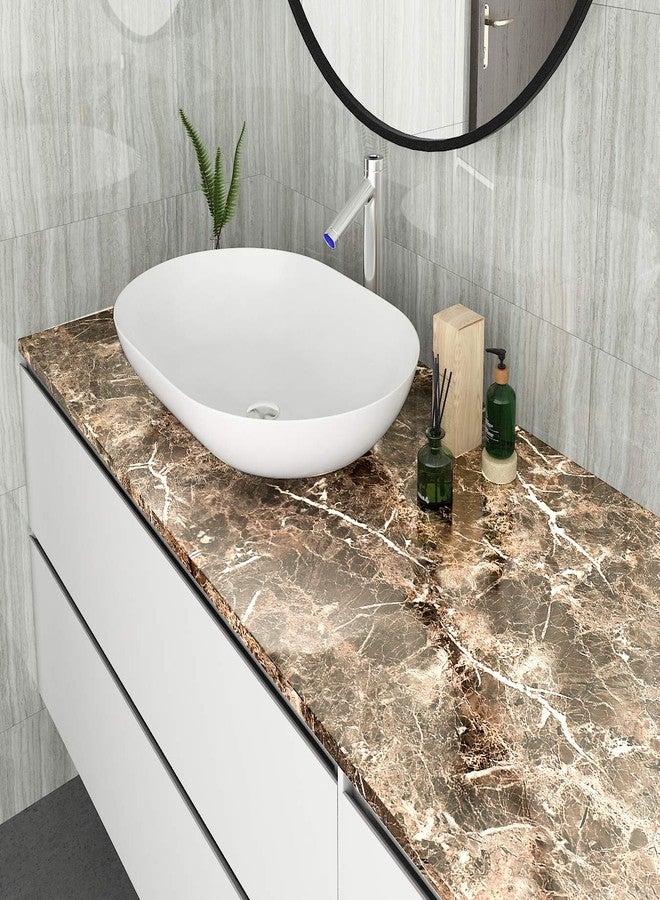 LACHEERY Large Size 36"x160" Light Emperador Marble Countertop Contact Paper Peel and Stick Brown Marble Wallpaper for Kitchen Bathroom Cabinets Marble Contact Paper for Table Desk Worktop Covers - Image 2