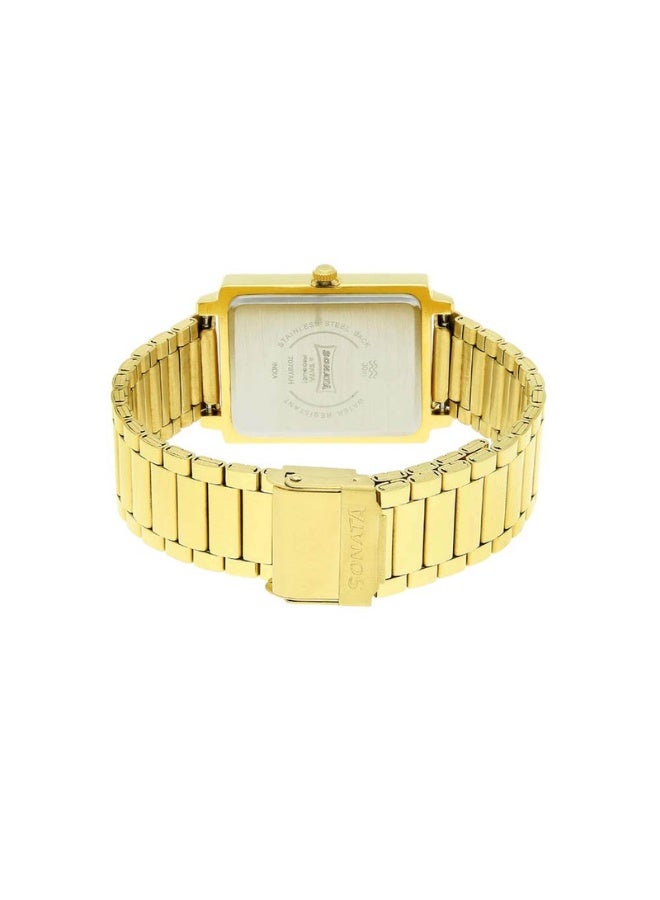 Sonata Men’s Analog Watch 7078YM03 – White Dial, Gold-Tone Stainless Steel Strap, Quartz Movement - Image 4