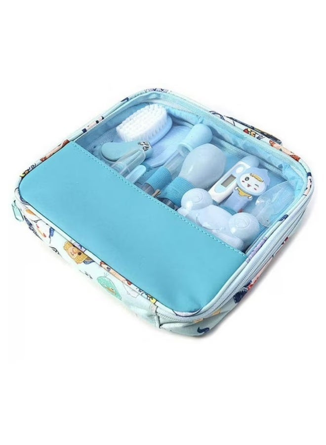 Sybil's Baby Care Kit 13pcs/Set Newborn Grooming Set Essential Healthcare Accessories for Travelling Home Use with Carry Bag (Blue - Image 1