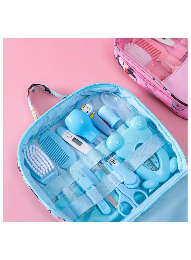 Sybil's Baby Care Kit 13pcs/Set Newborn Grooming Set Essential Healthcare Accessories for Travelling Home Use with Carry Bag (Blue - Image 2
