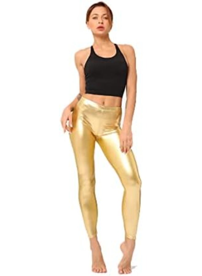 Women's Lycra pants in shiny faux leather with a disco design.