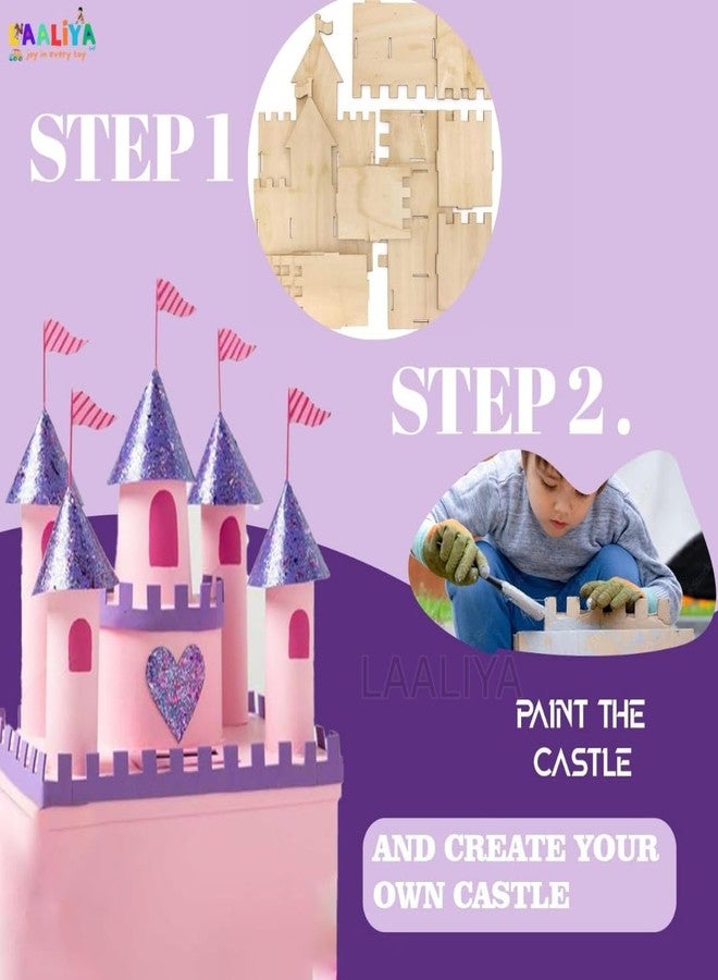 LAALIYA WoodKraft DIY Castle Pen Holder Kit for Kids - Wooden Craft Set with Paints - Make, Paint & Play - Fun Educational Art Activity for Ages 3+ - Image 4