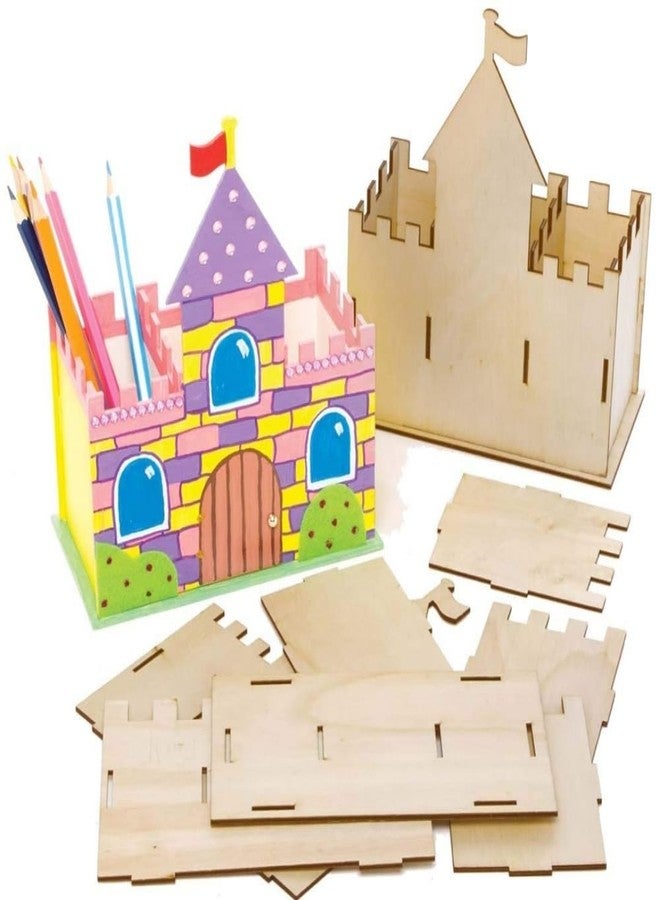 LAALIYA WoodKraft DIY Castle Pen Holder Kit for Kids - Wooden Craft Set with Paints - Make, Paint & Play - Fun Educational Art Activity for Ages 3+ - Image 1