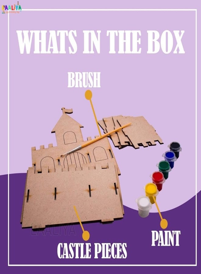 LAALIYA WoodKraft DIY Castle Pen Holder Kit for Kids - Wooden Craft Set with Paints - Make, Paint & Play - Fun Educational Art Activity for Ages 3+ - Image 3