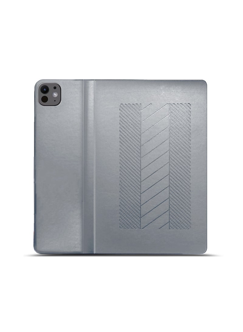 BYTER Apple iPad Pro 11 5G 2024 (5th Generation M4) 11 Inch / Apple iPad Pro 11-inch (M5) 2025 Classic PU Leather Trifold Stand Flip Case Cover - Grey - Image 3