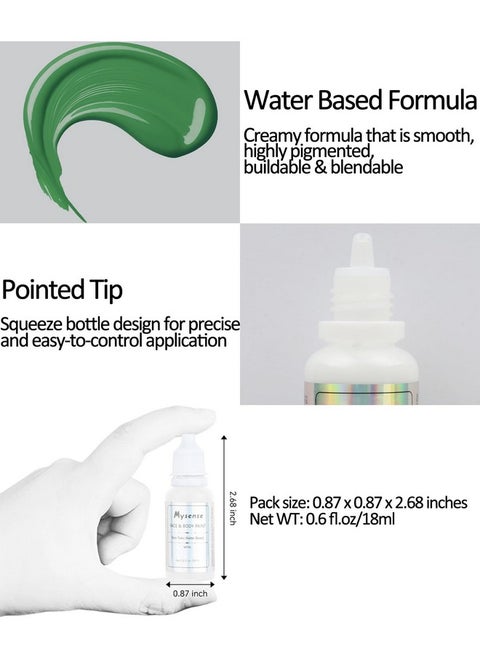 Green Face Body Paint,St Patricks Day Face Paint,Water Based Washable Cream Body Paint For Adults And Children Halloween Sfx Cosplay Witch Gamora Hulk Costume Makeup,0.6Oz