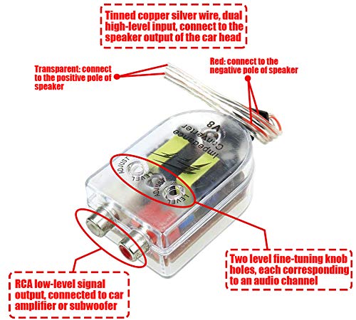 AUTUT 2 Pcs High to Low Speaker Impedance Converter Audio Signal Adapter for Speaker Output to RCA Line Control Car Amplifier Wiring - Image 3