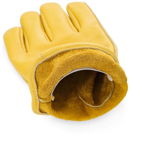DULFINE Leather Work Gloves for Men & Women, Reinforced Durable Gardening Gloves,Cowhide Work Gloves,Puncture & Cut Resistant - Image 4