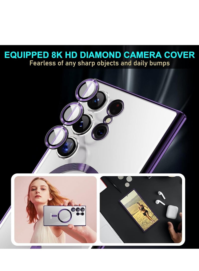 DUSALA Case Compatible with Samsung Galaxy S25 Ultra 6.8" | Clear Magnetic Case for Wireless Charging | Shockproof Camera Protection | Soft TPU Bumper Cover | Scratch-Resistant & Slim Fit | Anti-Yellowing Transparent Design Purple - Image 4