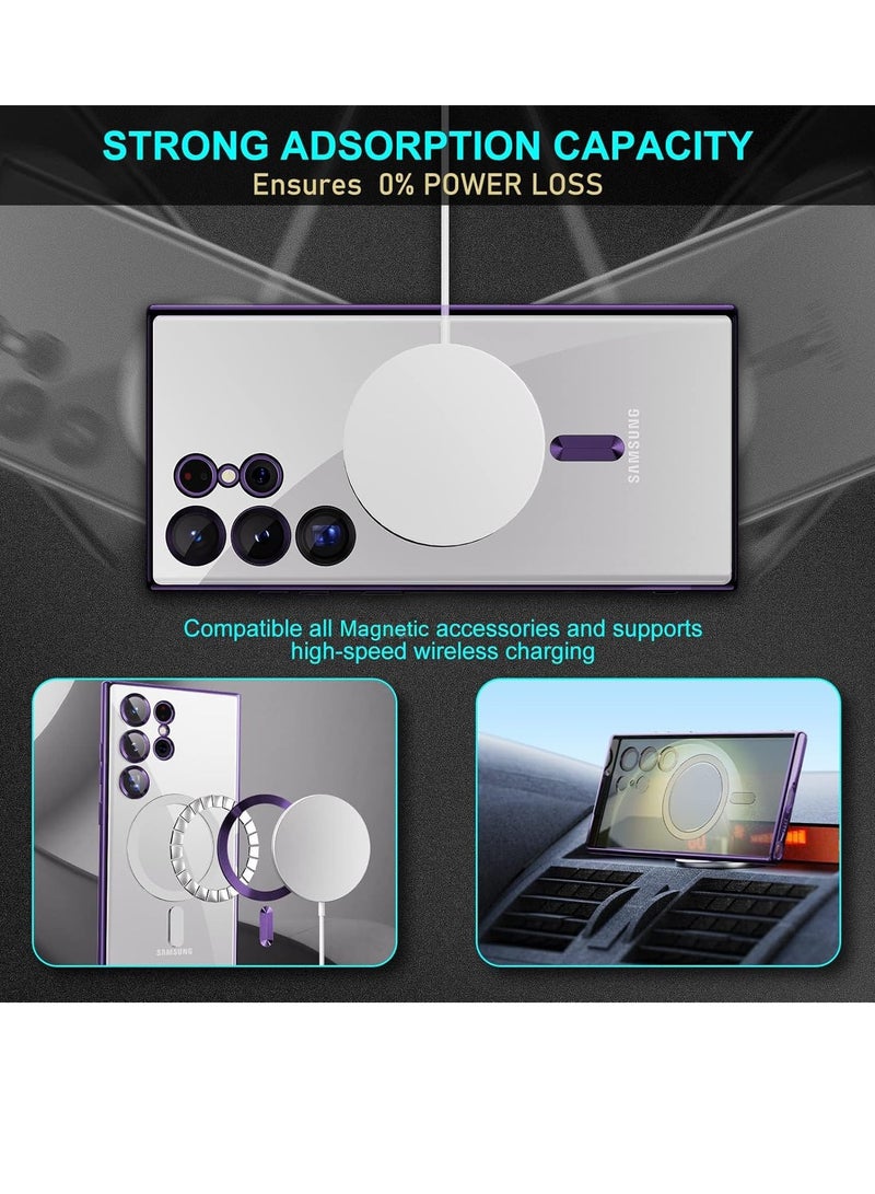 DUSALA Case Compatible with Samsung Galaxy S25 Ultra 6.8" | Clear Magnetic Case for Wireless Charging | Shockproof Camera Protection | Soft TPU Bumper Cover | Scratch-Resistant & Slim Fit | Anti-Yellowing Transparent Design Purple - Image 3