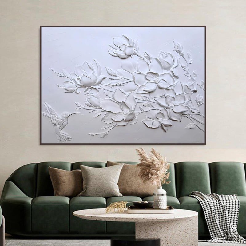 ماركتنا لوحة جداربة قماشية مطبوعة بتصميم اللوحة الجبسية مع برواز مجوف مقاس (70×50) قطعة واحدة - Image 1