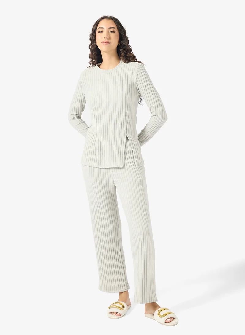 Ginger Cozy Ribbed Loungewear Pyjama Set