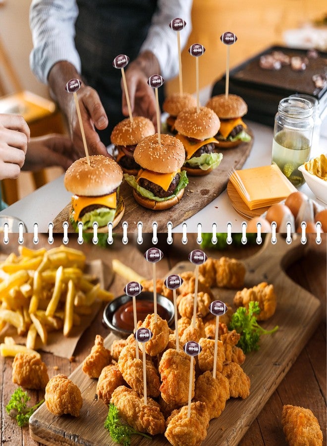 Rilcn عبوة من 200 عود كوكتيل بتصميم كرة القدم، أعواد أسنان من الخيزران بطول 4.7 بوصة للمقبلات والمشروبات واللحوم الباردة وأطعمة الحفلات، زينة وهدايا يوم المباراة - Image 4