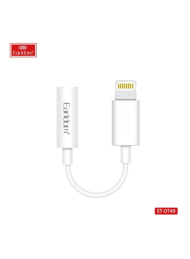 Earldom ET-OT49 Lightning to 3.5mm Audio Adapter 0.15m  White - Image 1
