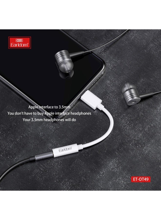 Earldom ET-OT49 Lightning to 3.5mm Audio Adapter 0.15m  White - Image 3
