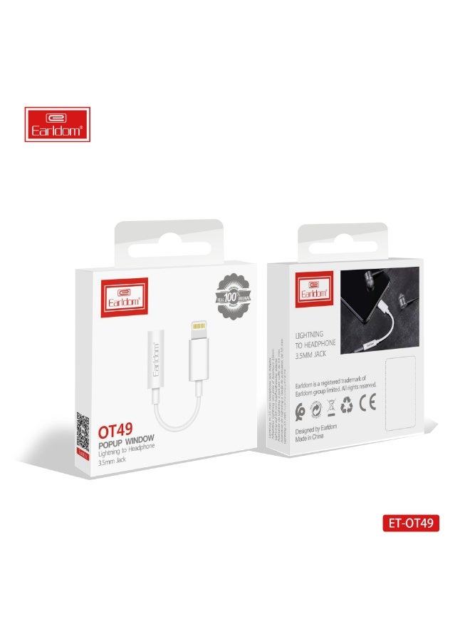Earldom ET-OT49 Lightning to 3.5mm Audio Adapter 0.15m  White - Image 5