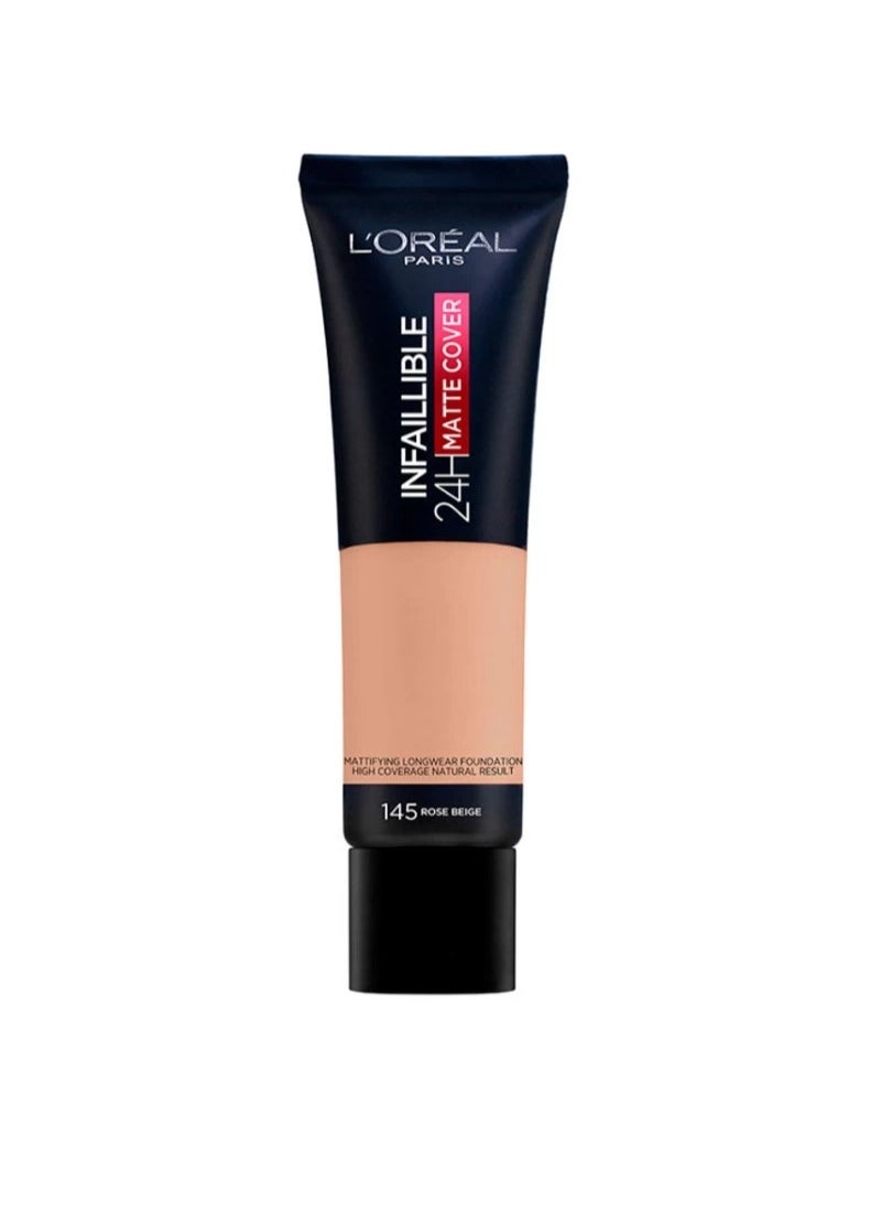L’Oréal Infallible 24H Matte Cover Foundation 145 Rose Beige 30ml 