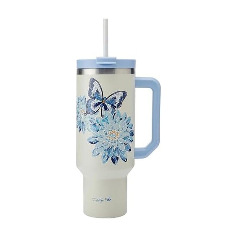 Dolly Parton Tumbler With Handle, Double Wall Vacuum Insulated Stainless Steel With Straw Lid, Cold For Up To 24 Hours Or Hot For Up To 8 Hours, 40 Ounce, Blue Jewel - Image 1